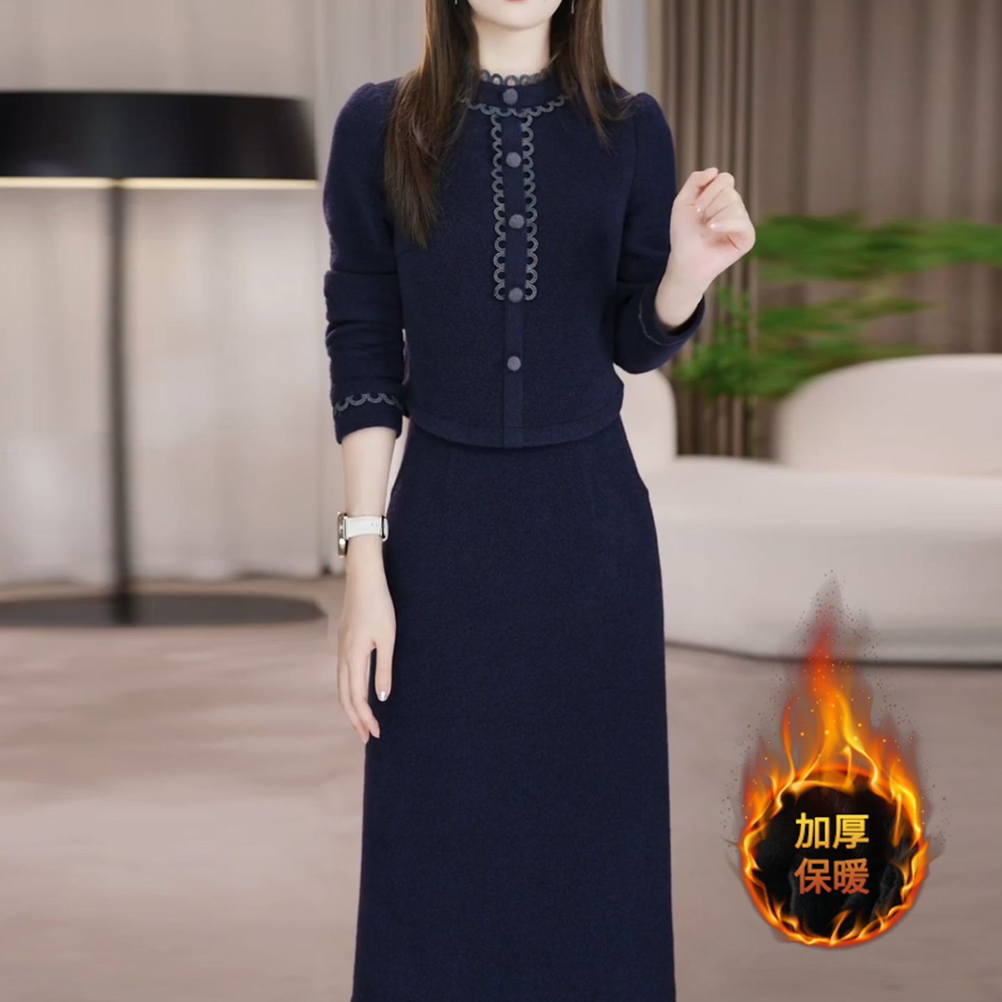 连衣裙2025新款女秋冬季十三行爆款妈妈高档长袖轻奢高级感配大衣