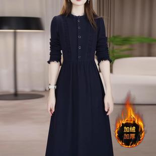 连衣裙2025新款女秋冬十三行爆款加厚巨好看长袖轻奢高级感配大衣