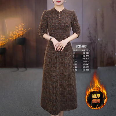 改良旗袍连衣裙2025新款女秋冬十三行高端修身气质贵夫人妈妈长袖