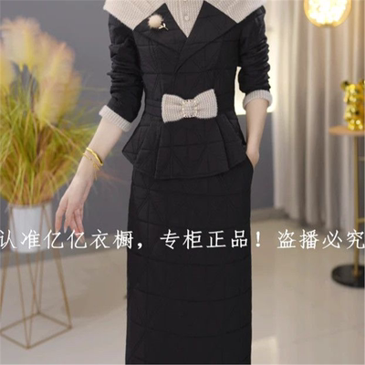 2025新款今年流行爆款黑色高端中长保暖棉服棉衣修身显瘦冬季套装