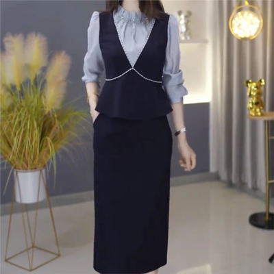 2025新款今年流行爆款图片色两件套优雅时尚减龄收腰显瘦秋季女装