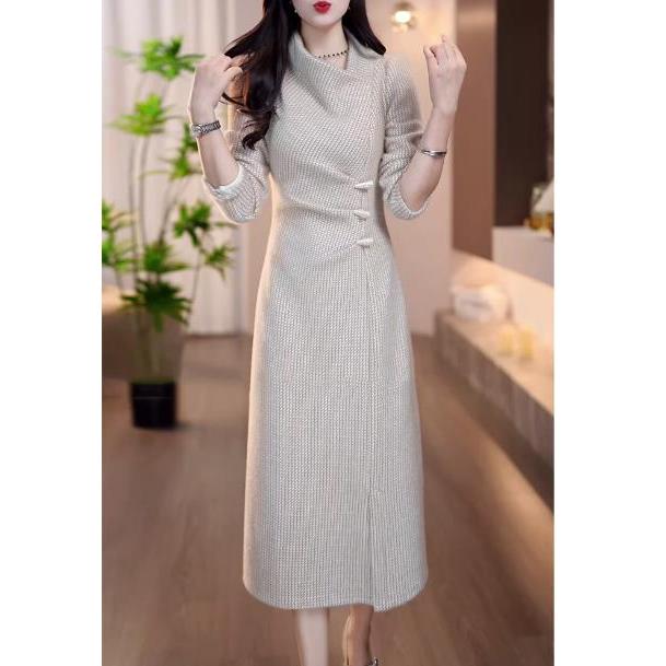 连衣裙2025新款女秋冬轻奢高级感喜婆婆婚宴装妈妈礼服配大衣25春