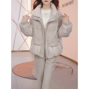 小香风羽绒服套装女冬季2026新款今年流行爆款洋气独特别致两件套