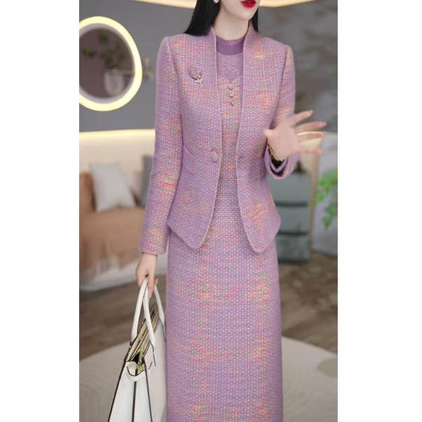 今年流行爆款两件套连衣裙2025秋季新款女装短外套娃娃领裙子套装