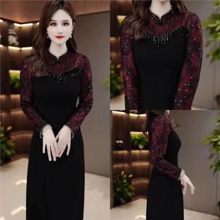 连衣裙2025新款今年流行爆款冬季冬季韩版显修身瘦气质遮肚裙子