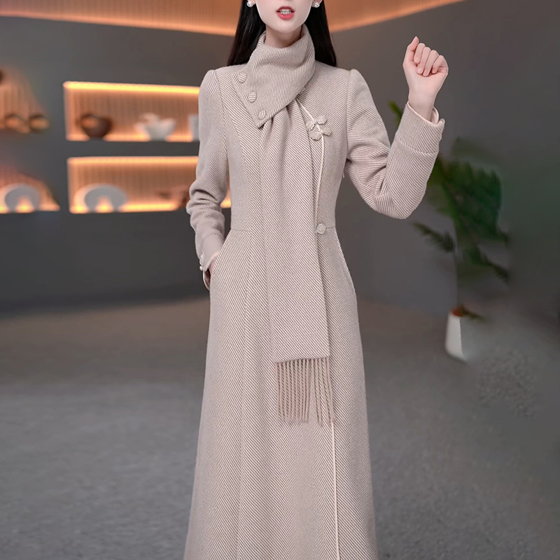 改良旗袍连衣裙2025新款女秋冬季加厚高端修身气质妈妈长袖配大衣