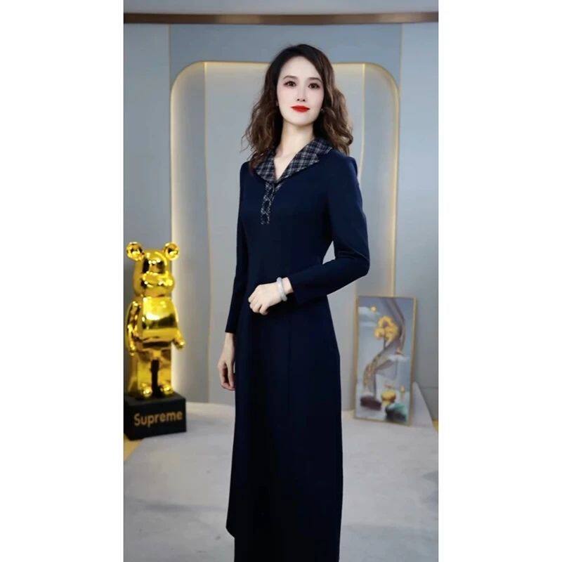 连衣裙2025新款今年流行爆款女拼格时尚修身显瘦气质优雅洋气法式