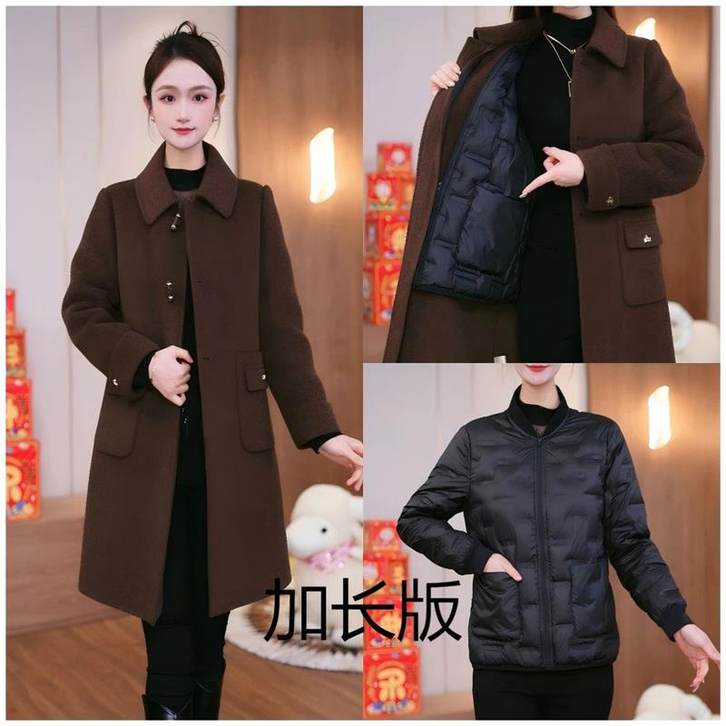 2025新款今年流行爆款冬季时尚羽绒羊毛大衣中老年显瘦女外套女装