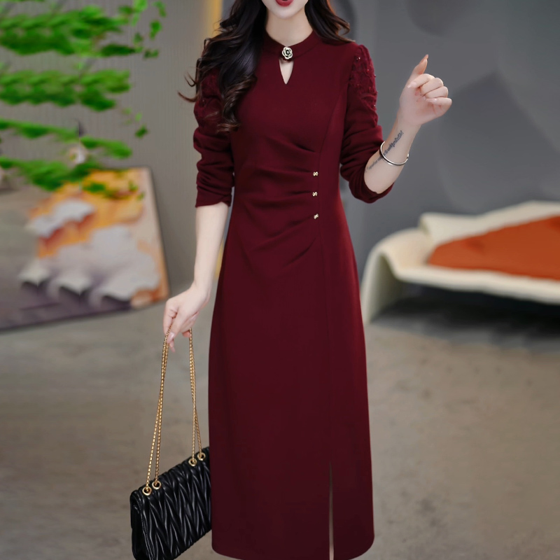 连衣裙2025新款女秋冬十三行爆款高端喜婆婆婚宴装妈妈礼服配大衣