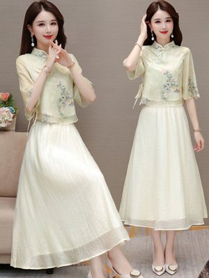 新中式国风连衣裙套装2024年夏季新款品牌女装高端气质裙子两件套
