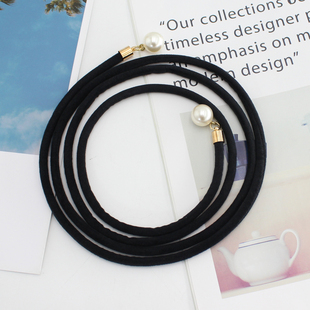 饰连衣裙收腰打结绒面腰带珍珠吊坠细裙带 百搭装 新款 女士腰绳时尚