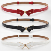 饰裙子 甜美可调节蝴蝶结皮带烤漆对扣光面装 女士简约时尚 腰带韩版