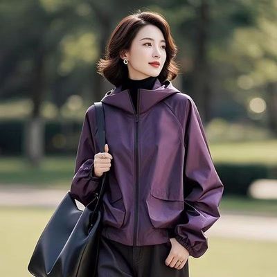 紫色今年流行爆款小香风冲锋衣