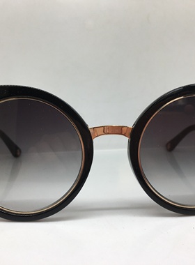 VINGT ANS黑色金色大框圆形太阳镜女墨镜