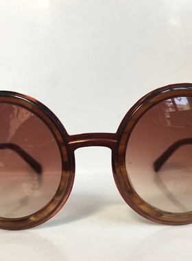 Clare PUMP红棕色圆框太阳镜棕色树脂内包边复古墨镜男女通用