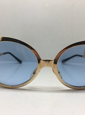 中古六十年代意大利金色合金圆形墨镜男女通用墨镜