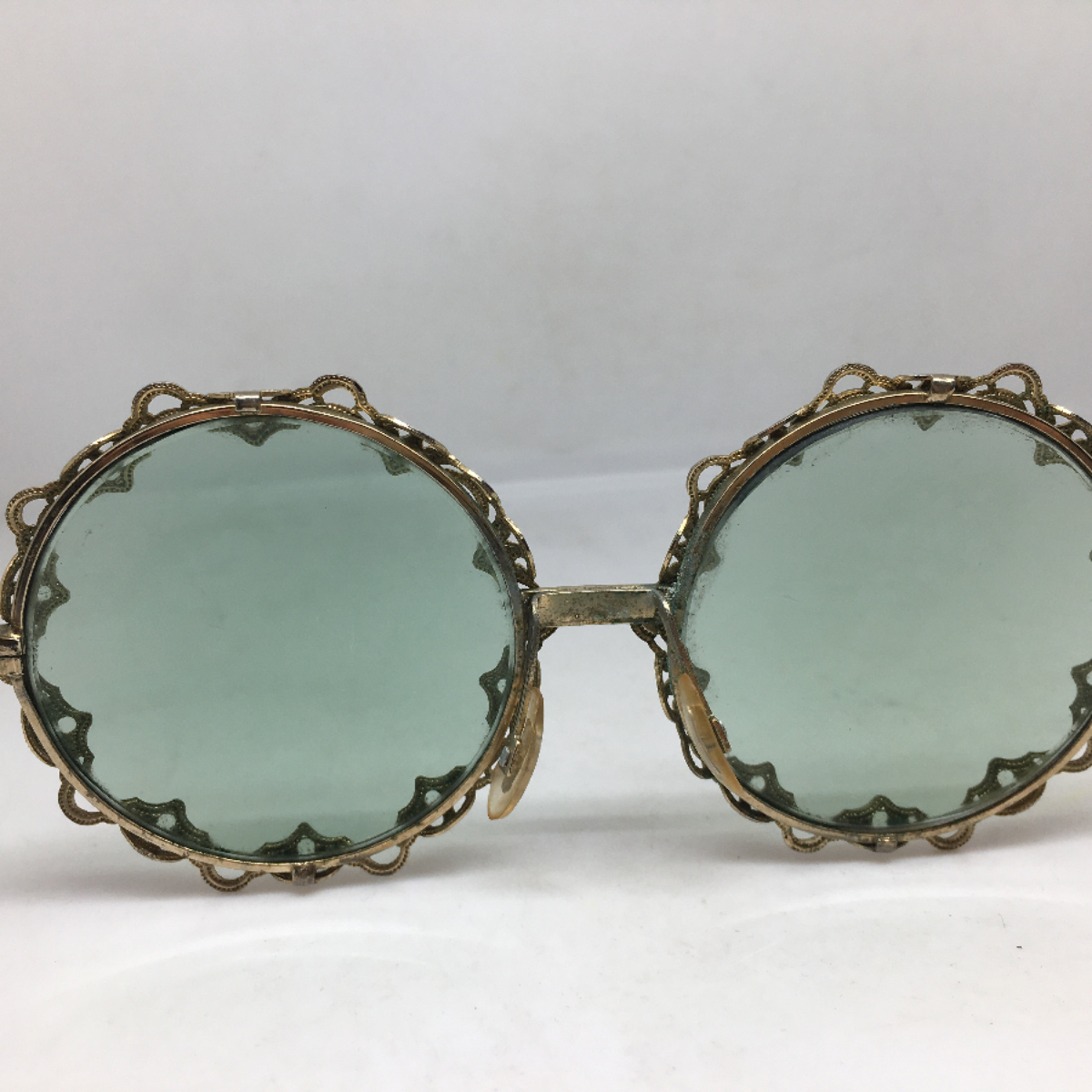 中古六六年左右ROCOCO意大利产个性精美圆框太阳镜眼镜女