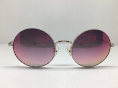 Helen Keller H8348-P11白色金色圆框太阳镜复古男女通用墨镜