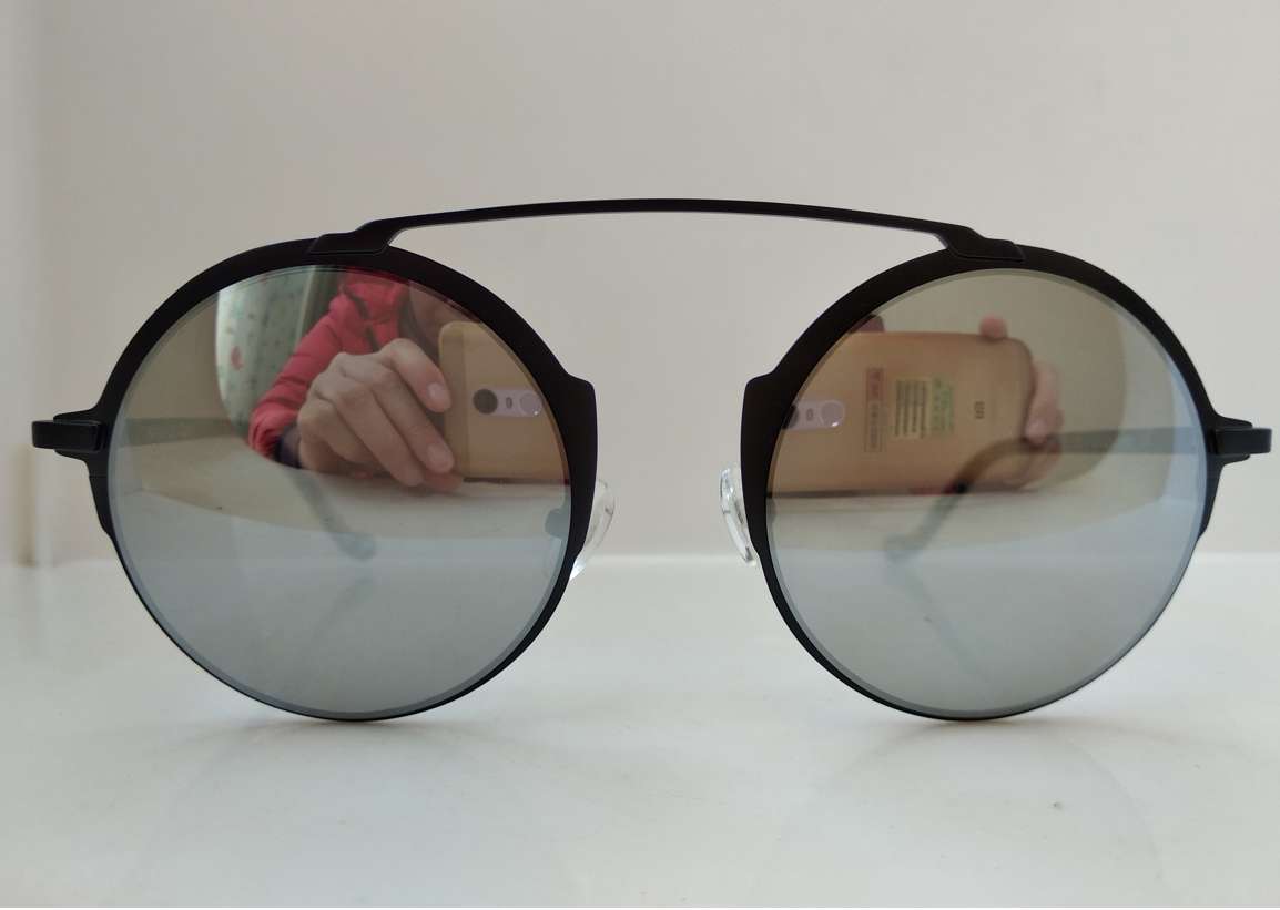 NAU！ 黑色复古圆框太阳镜男女通用墨镜