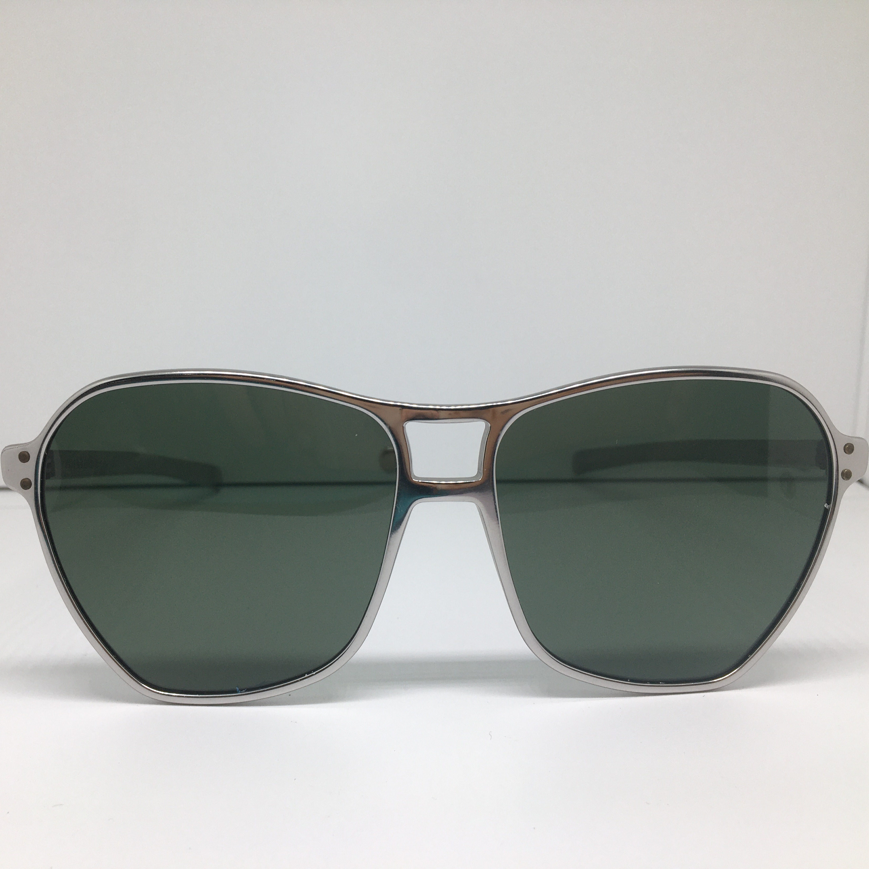 中古七十年代polariod银色铝框大框偏光太阳眼镜男女通用墨镜美国