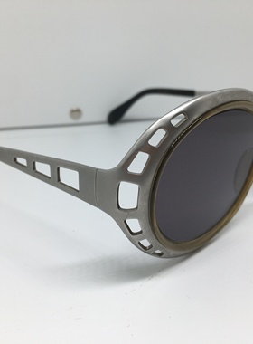 中古metzler德国产银色合金椭圆款太阳镜墨镜男女通用