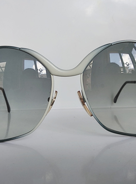 七八十年代LUNA大框铝材质太阳镜墨镜意大利青色白色拼接