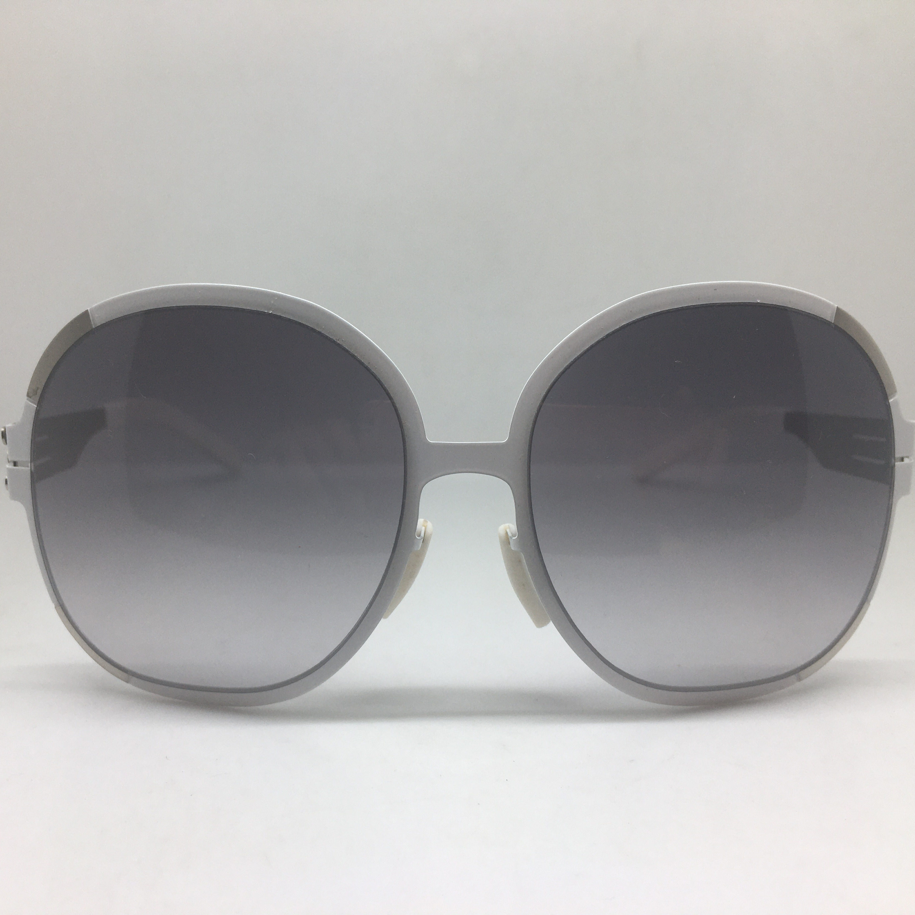 ACBERLIN 白色超薄合金圆框太阳眼镜架男女通用墨镜无螺丝