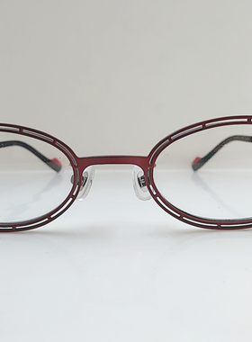 ZOFF紫色暗红色合金镂空椭圆框架眼镜架近视框架