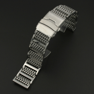 酷鲨网钢带 不锈钢 男钢表带 精钢 鲨鱼网米兰表带 18/20/22/24mm