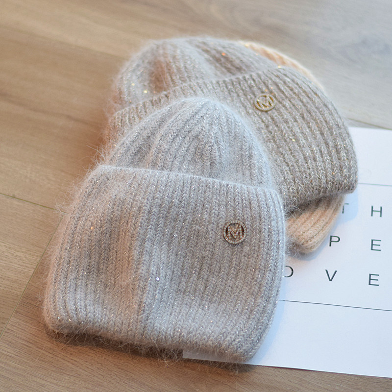 针织帽逛街日系女秋冬亮片