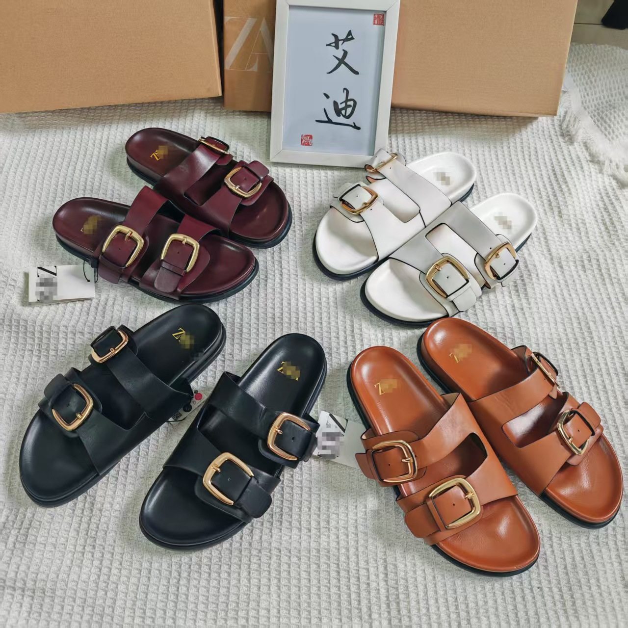 非洲爆款现货ZAR新品双皮带大搭扣平底凉鞋外穿百搭女拖鞋sandals