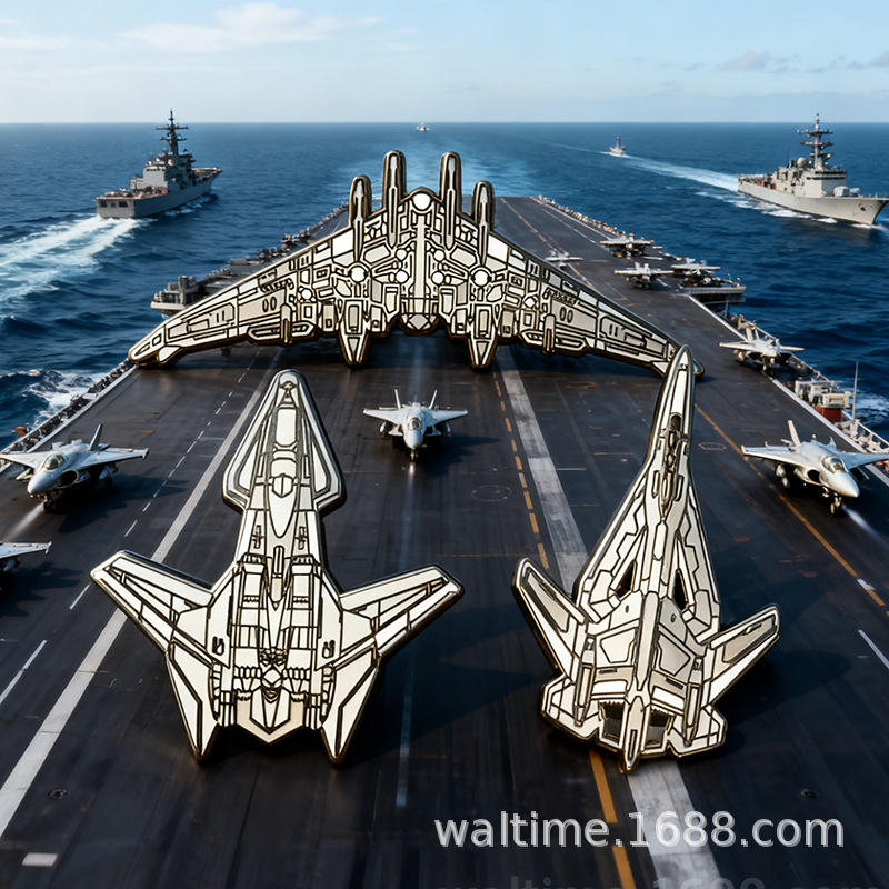 原创设计航空母舰模型徽章 白帝玄女空天母舰珐琅飞机胸章工艺品