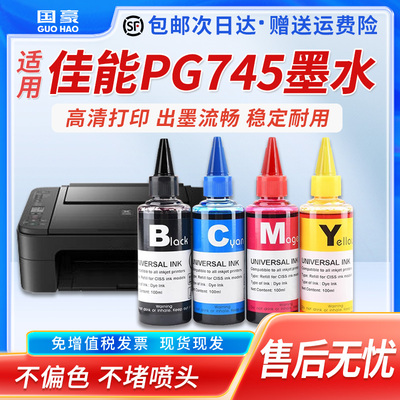 适用佳能PG745墨水CL746 MG2470 MG2570 MG2970 IP2870 MG3070 MG3077 MX497 745XL连喷改装 易加墨彩色黑色