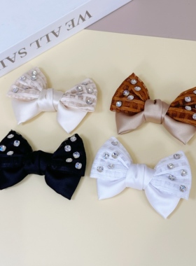 缎面蝴蝶结彩钻高跟可拆鞋扣