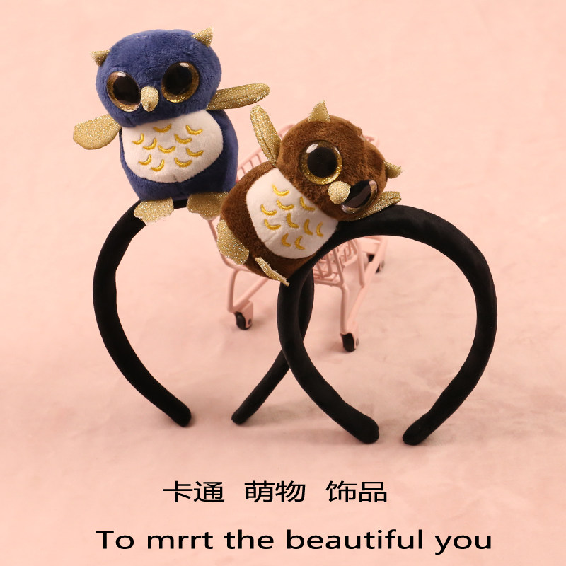 创意可爱猫头鹰发箍超萌卡通鸟毛绒公仔发卡卖萌拍照活动表演头饰