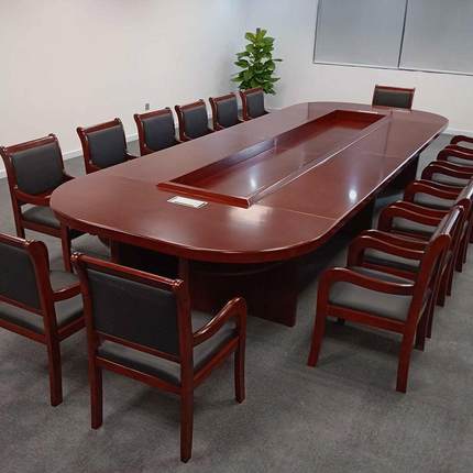 办公家具大型贴皮会议台椭圆形油漆会议室桌椅组合洽谈桌会议长桌