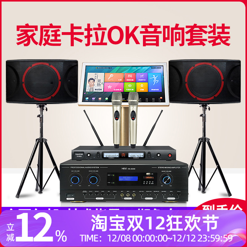 专业10寸家庭KTV卡包音响套装多媒体卡拉OK会议舞蹈室重低音音箱