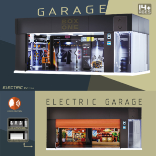 1比64电动门车库模型展示柜灯光1/64微缩场景1:64汽车立体停车库