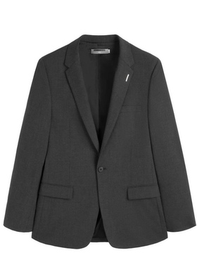 （鸟）春季男士深灰色修身商务休闲西服时尚休闲通勤外套C1X15/i8