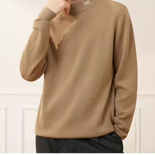 （鸟）秋冬男士领口刺绣羊毛衫保暖时尚半高领毛衣打底衫C4227/A8