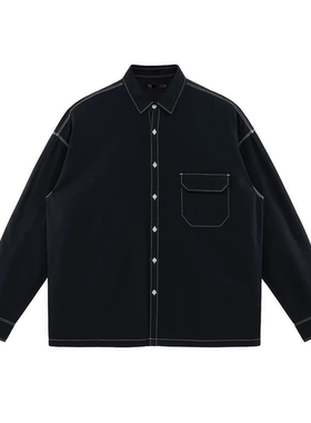 （鸟）春季男士纯棉明线翻领长袖衬衫宽松休闲衬衣外套C3121/A12