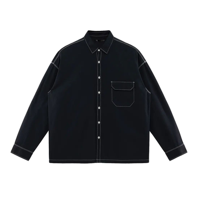 （鸟）春季男士纯棉明线翻领长袖衬衫宽松休闲衬衣外套C3121/A12