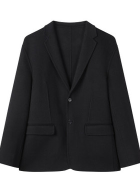 （鸟）秋冬男士双面呢子西服绵羊毛黑色西装保暖休闲外套C4221/K9