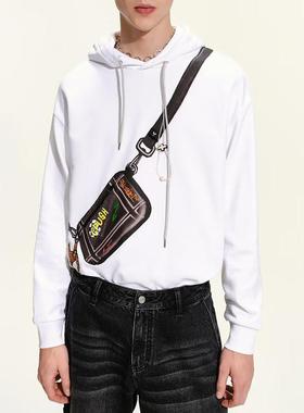 G家秋季男士连帽卫衣时尚包包印花宽松套头衫易穿搭上衣1665B/T6