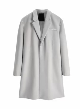 山羊绒+绵羊毛(鸟)秋冬男士双面呢子中长款大衣外套保暖C4V04/K1