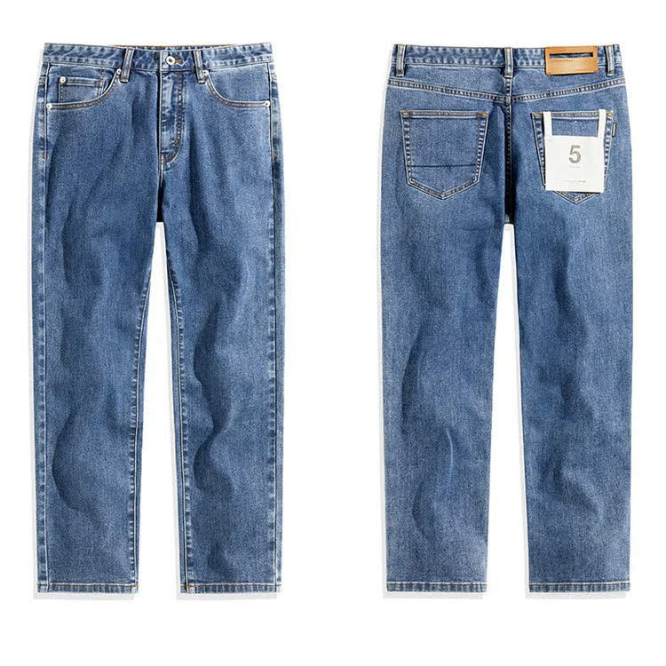 男士高弹复古直筒牛仔裤