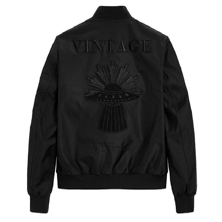 2025春季男士黑色休闲夹克刺绣贴布潮棒球衫修身立领外套P3605/H5