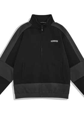 （鸟）春季男士宽松版卫衣拼色拉链开衫立领上衣休闲外套C1210/