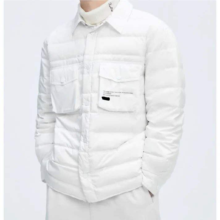 G家秋冬男士翻领衬衣款薄羽绒服时尚简约保暖通勤外套潮1002I/J2