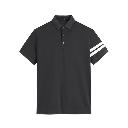 夏季男士条纹拼接短袖POLO衫